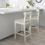 Барный стул со спинкой - INGOLF IKEA/ИНГОЛЬФ ИКЕА, 92х40х45  см, белый