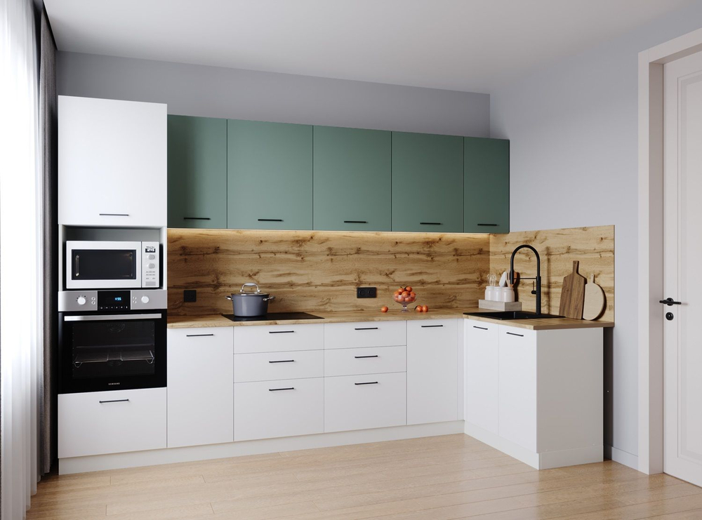 Кухонный гарнитур угловой Муссон 3200х1400 столешница 26 мм