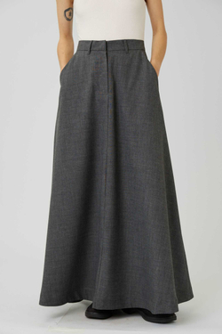 Юбка макси из серой шерсти