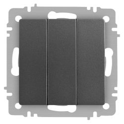 Выключатель Intro Accent 6-106-07 тройной, 10А-250В, IP20, СУ, AL/CU, графит | Intro