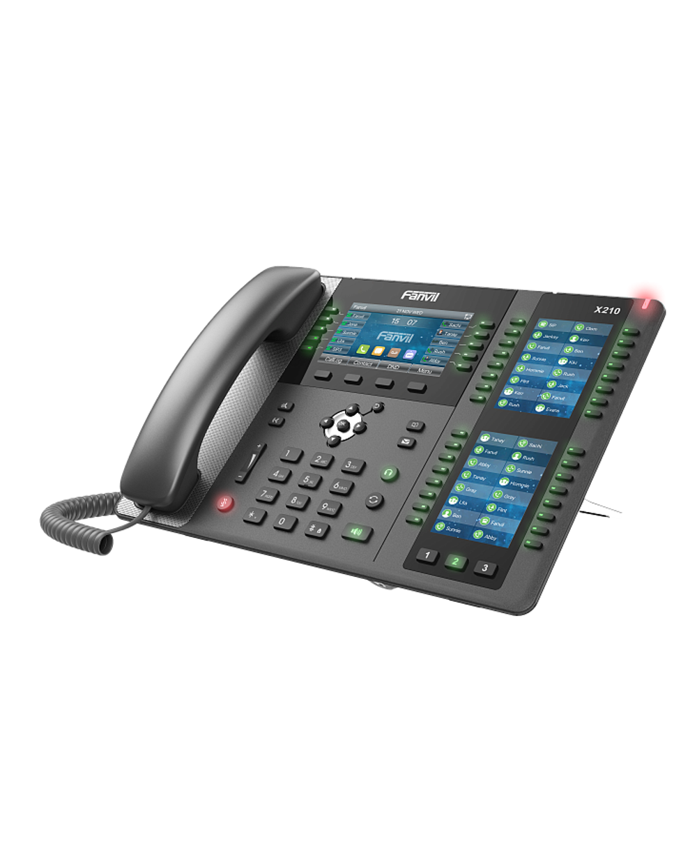 Fanvil X210 2xEthernet 10/100/1000, HD Voice, 20 SIP Lines, 10 Line Key, 116 DSS Keys, IPV6/OPUS, 4.3+2*2.4 Multi Color Screen, WIFI & Built-in Bluetooth, POE + Gigabit, PSU