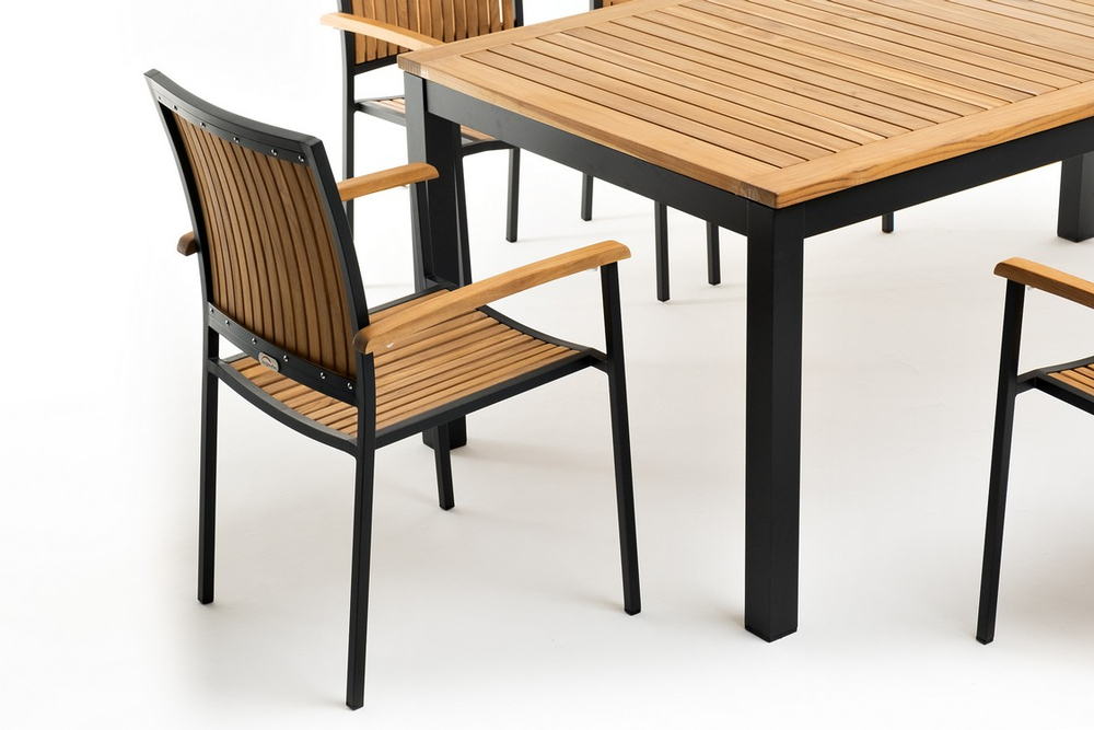 Обеденная группа из алюминия Joygarden ЛОНДОН, темно-серый графит, коричневый