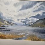 Картина акварельная авторская в паспарту 30х40 см на стену для интерьера "Лох-Несс. Шотландия""