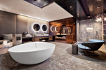 Cмеситель для ванны Gessi Anello, напольный, с душевой лейкой, встраиваемый, цвет Copper Brushed PVD