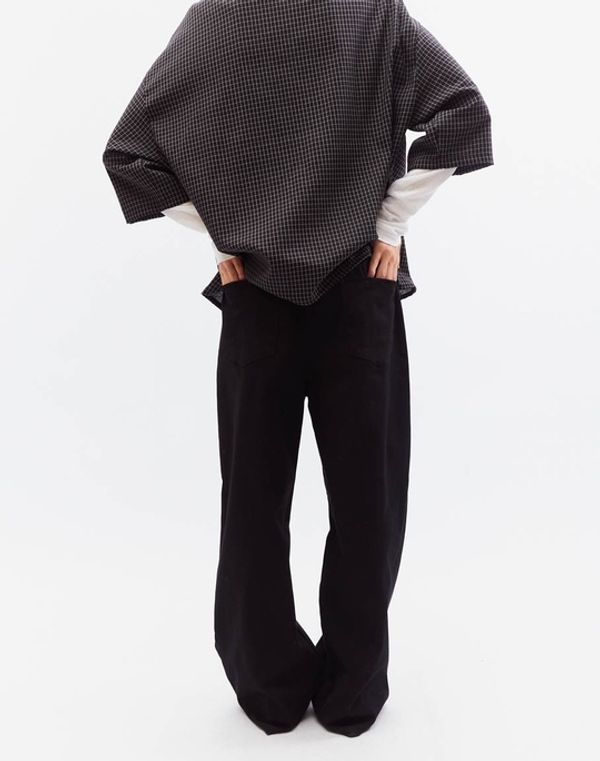 Брюки широкие хлопковые черные - фото 3