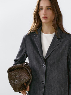 Massimo Dutti Джинсовый пиджак свободного кроя, черный