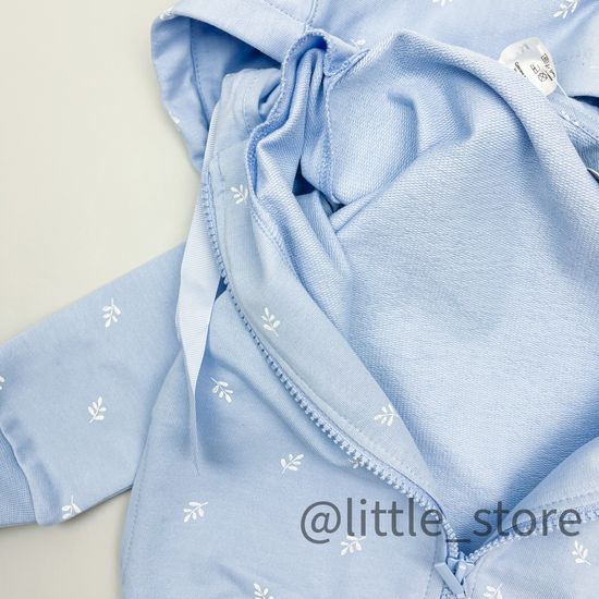 Толстовка на молнии "Грушевый сад" из футера, небесно-голубой