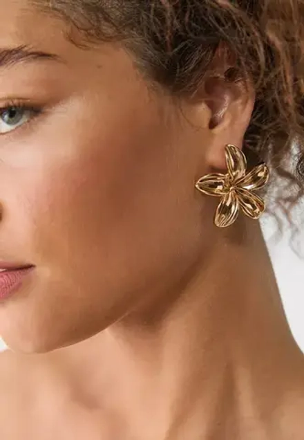 STRADIVARIUS Серьги с цветами, золотой