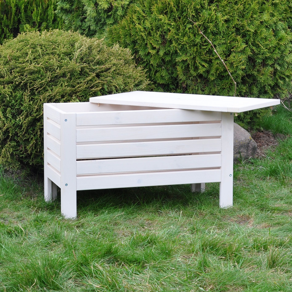 Сундук скамья Эпларо с крышкой деревянный, белый