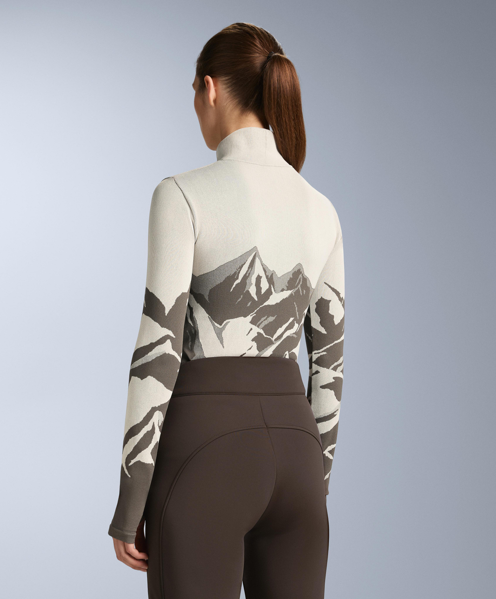 Oysho Бесшовная термофутболка базового слоя с молнией, норка