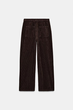 ZARA ВЕЛЬВЕТОВЫЕ БРЮКИ WIDE-LEG — ZW COLLECTION, КОРИЧНЕВЫЙ