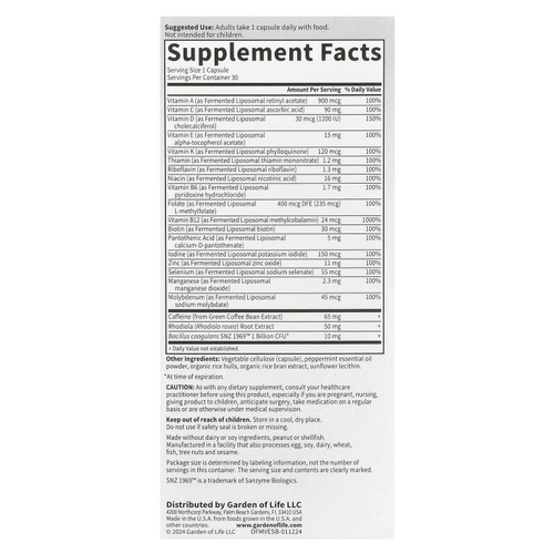 Garden of Life, Компания Dr. Formated Multi +, Energy Support, 30 капсул