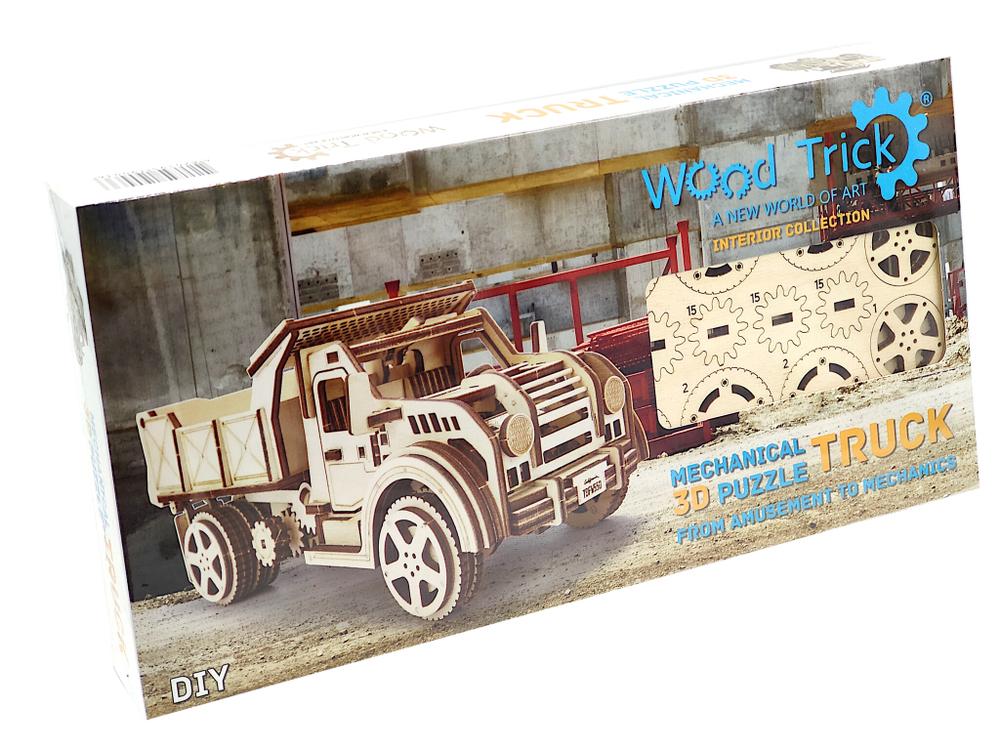 Механический 3D-пазл из дерева Wood Trick Грузовик-Самосвал
