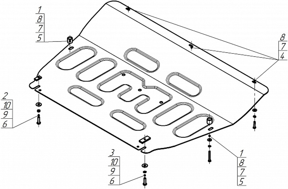 Защита картера двигателя, КПП. 2 мм, Сталь. для TENET T8 2025-н.в., Motodor.79017