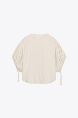 ZARA БЛУЗА С ОБЪЕМНЫМИ РУКАВАМИ — ZW COLLECTION, ПЕСОЧНЫЙ