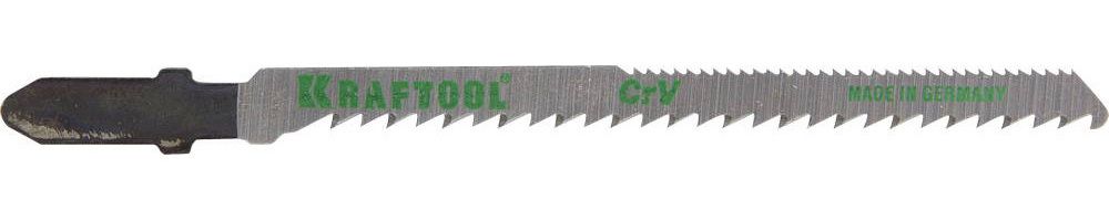 Полотна KRAFTOOL, T101AO, для эл/лобзика, Cr-V, по дереву, фанере, ламинату, фигурный рез, EU-хвост., шаг 2,5мм, 75мм, 5шт