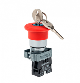 Кнопка грибовидная возврат поворотом, 1NC, красный, O40 мм, ключ Ronis 455, мет. MTB2-BSZ1214 58185