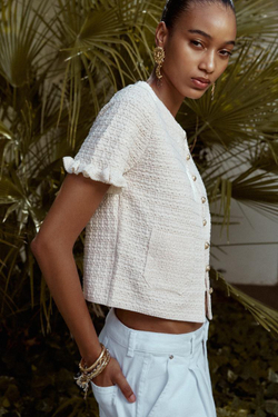 ZARA ТРИКОТАЖНЫЙ КАРДИГАН С ВОЛАНАМИ, ЭКРЮ