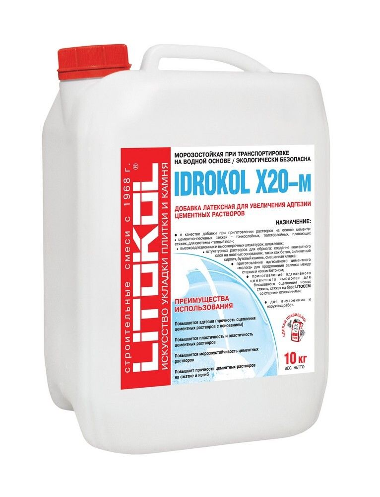 Латексная добавка для штукатурки IDROKOL X20-м. 10 кг, Litokol