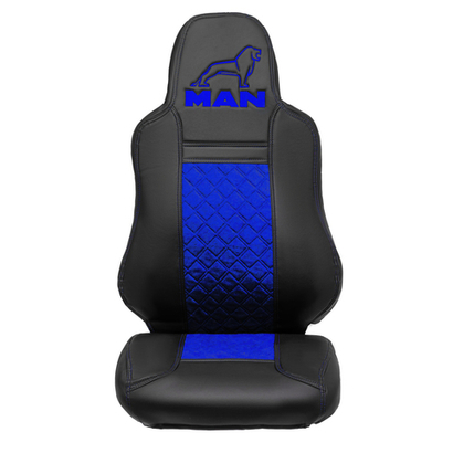 Чехлы MAN TGX, TGS с 2021 года c регулировкой ремня безопасности водителя по высоте (экокожа, синий)