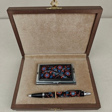 Подарочный набор "Цветы России" №2 визитница персональная, ручка Parker в футляре