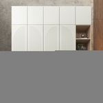 Шкаф Агератум МДФ четырехсекционный с антресолью и стеллажом Лайн керамика (0,27) А10032 матовая - Дуб Сонома 3025  240*60*260