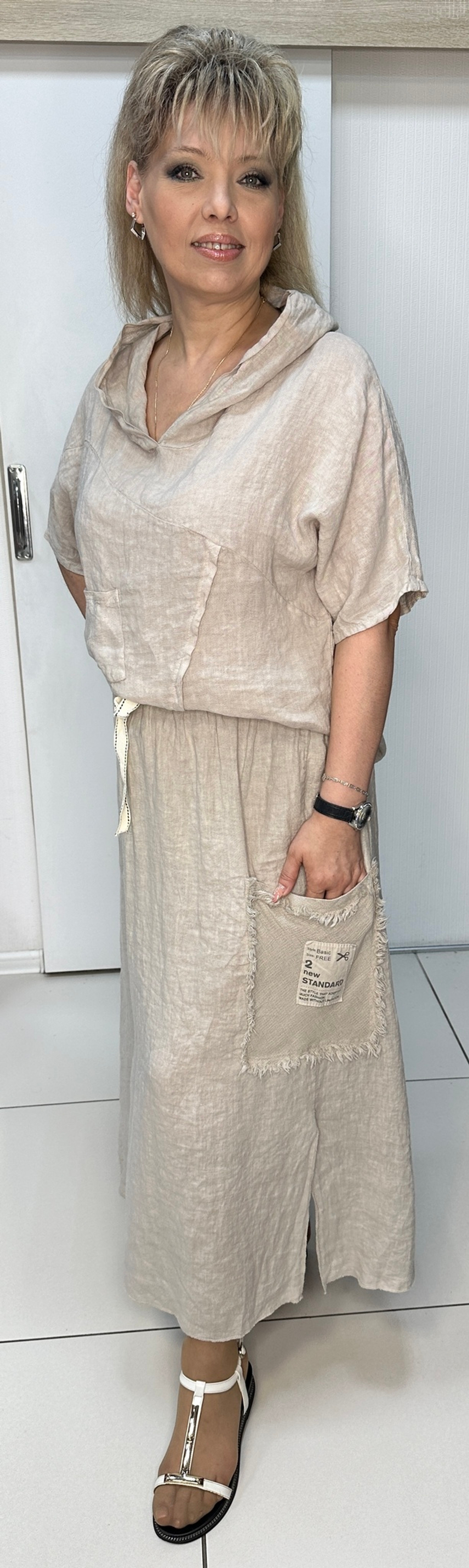 Итальянская льняная юбка с разрезами