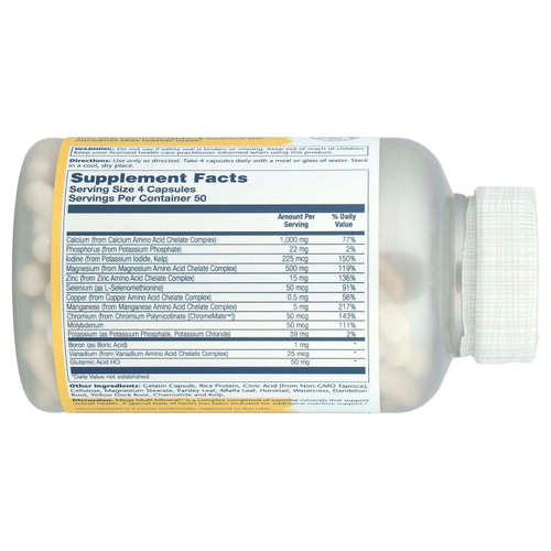 Solaray, Mega Multi Mineral, без железа, 200 капсул