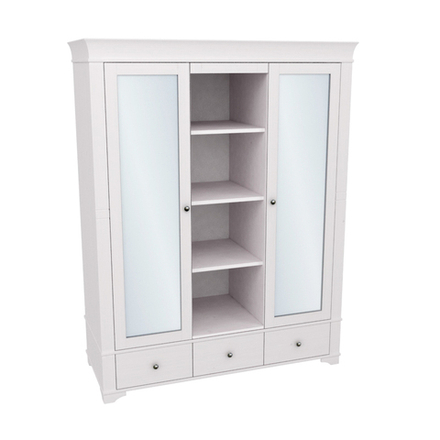 Шкаф с 2-мя зеркальными дверями и полками «Бейли» белый воск