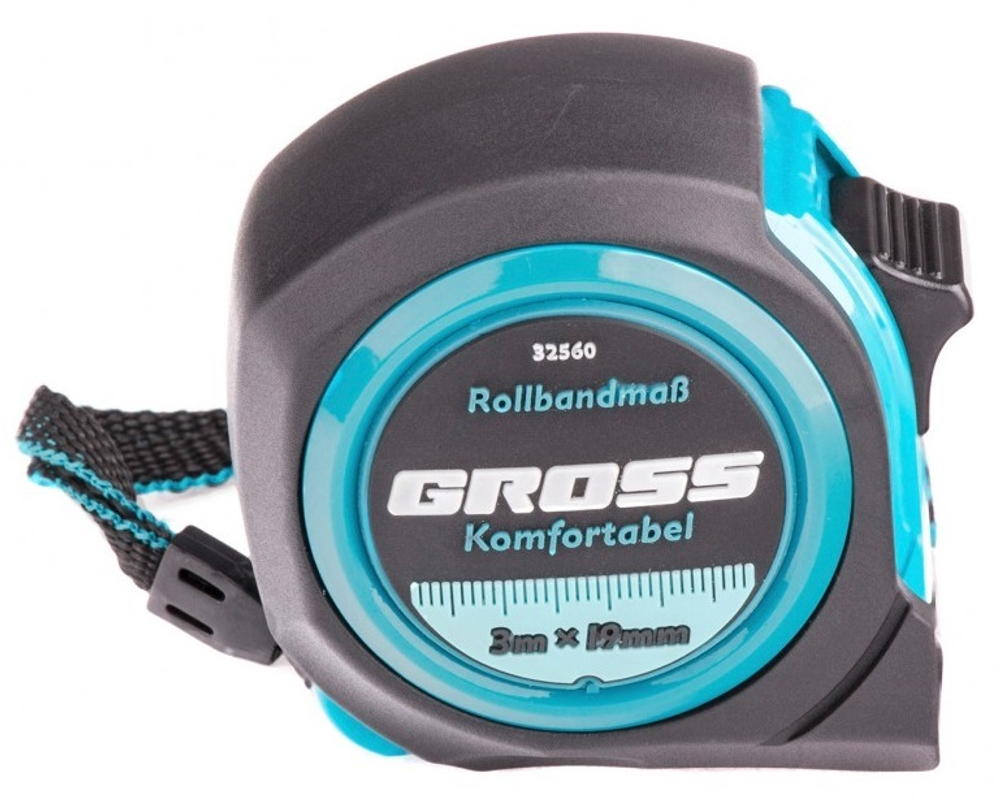 РУЛЕТКА KOMFORTABEL GROSS 3МХ19ММ ОБРЕЗИНЕННЫЙ КОРПУС 32560