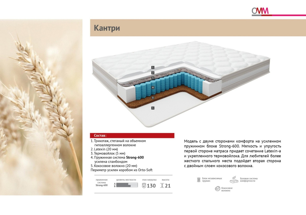 Матрас Кантри Strong-600 1400*2000 ЕК-32 Мелодия сна