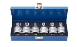 Набор головок Torx, Spline с отверстием 3/4''6пр.(Т70, Т80, Т90, Т100, М16, М18), в кейсе RockForce##Rock FORCE RF-305116