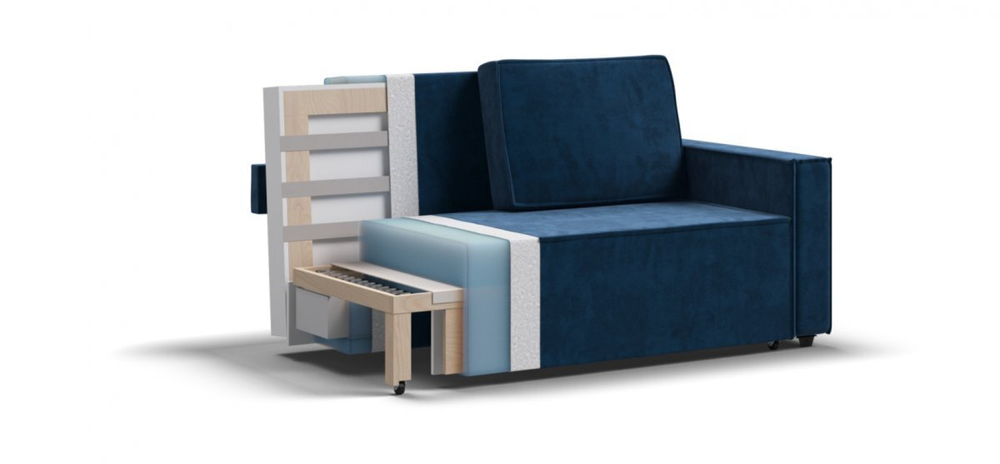 Диван Норд двухместный Велюр Монолит синий