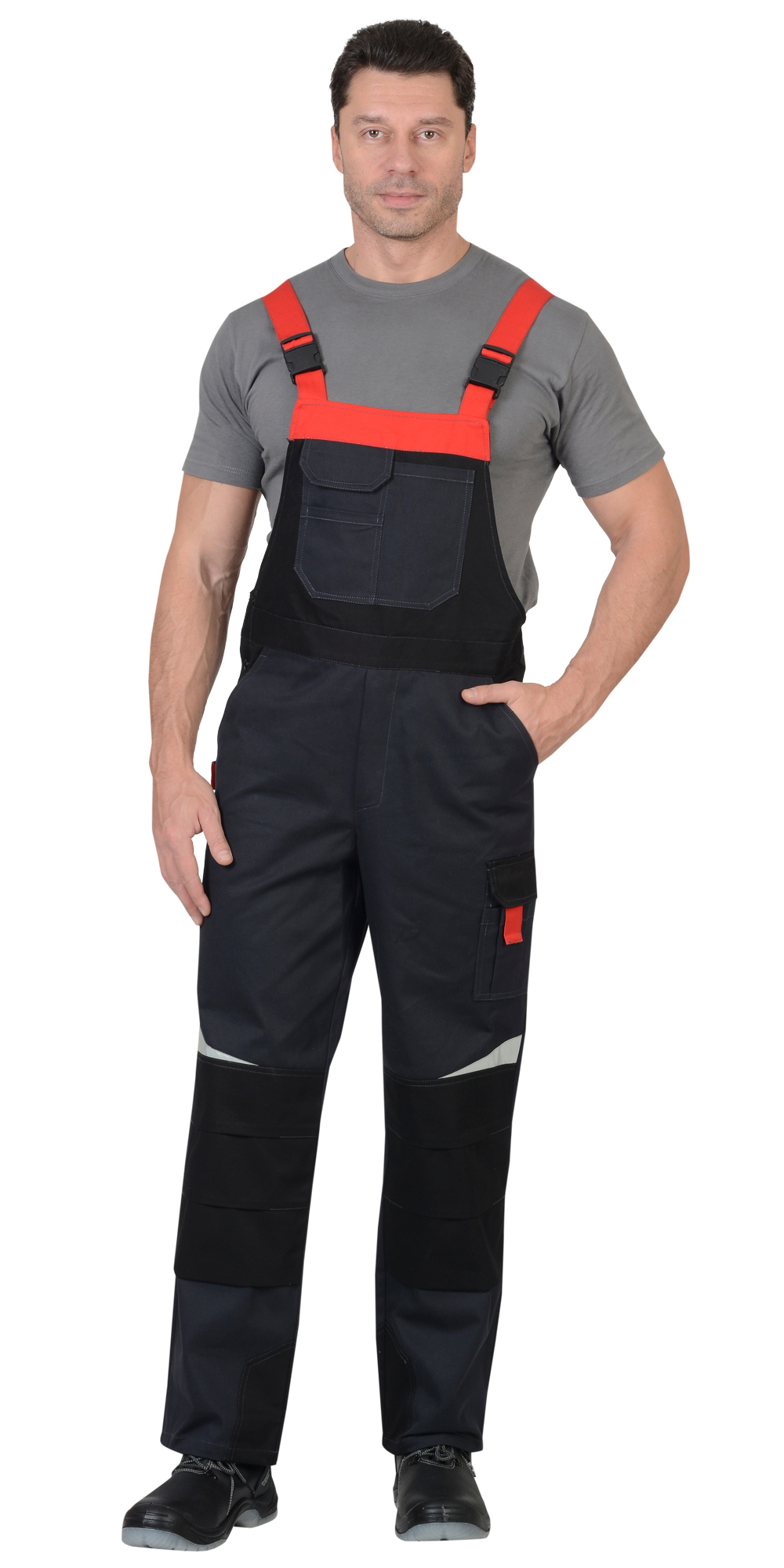 Костюм СИРИУС-ФАВОРИТ-МЕГА куртка, п/к, серый с черным и красным, СОП, 100% х/б, пл. 320 г/кв.м