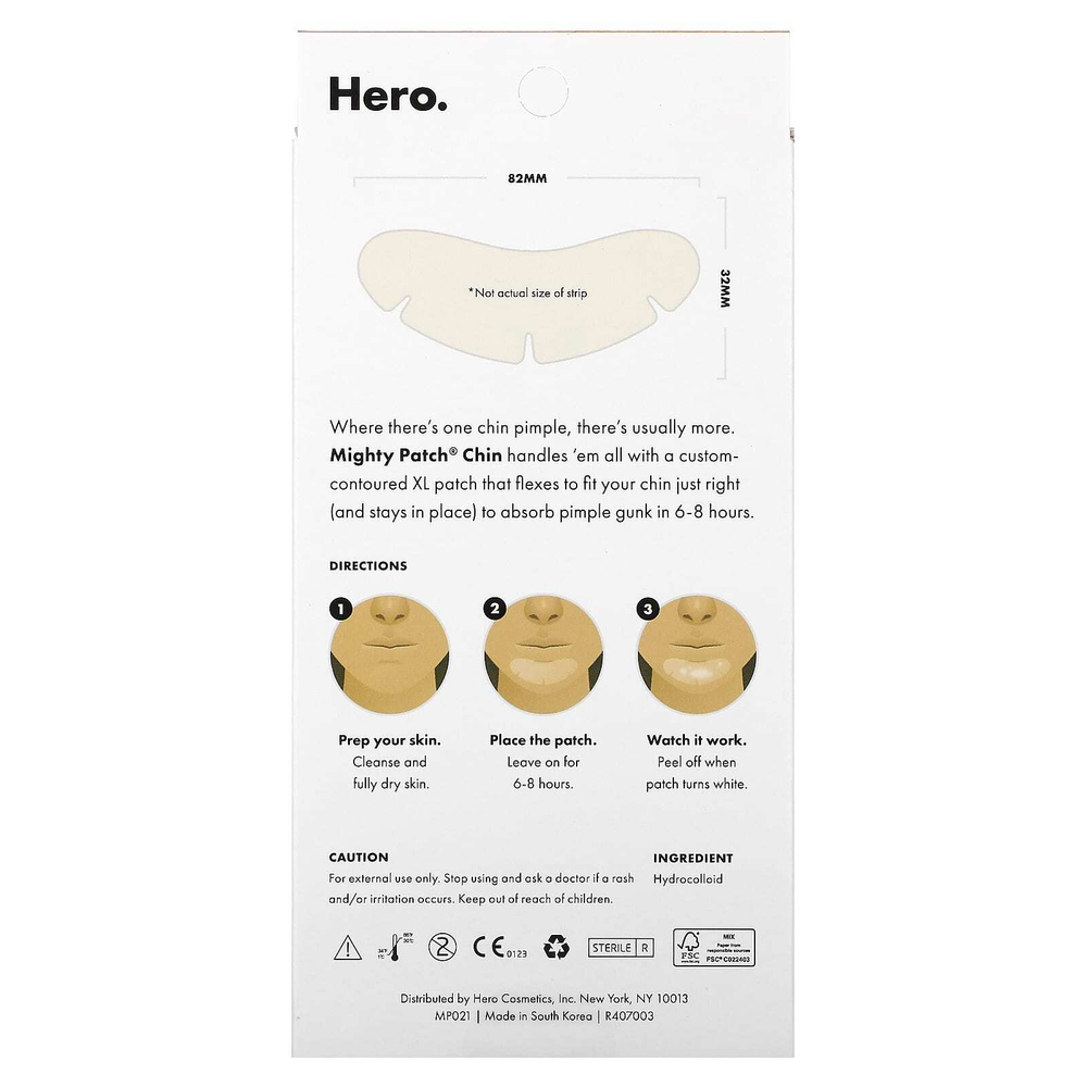 Hero Cosmetics, Mighty Patch®, подбородок, 10 гидроколлоидных патчей