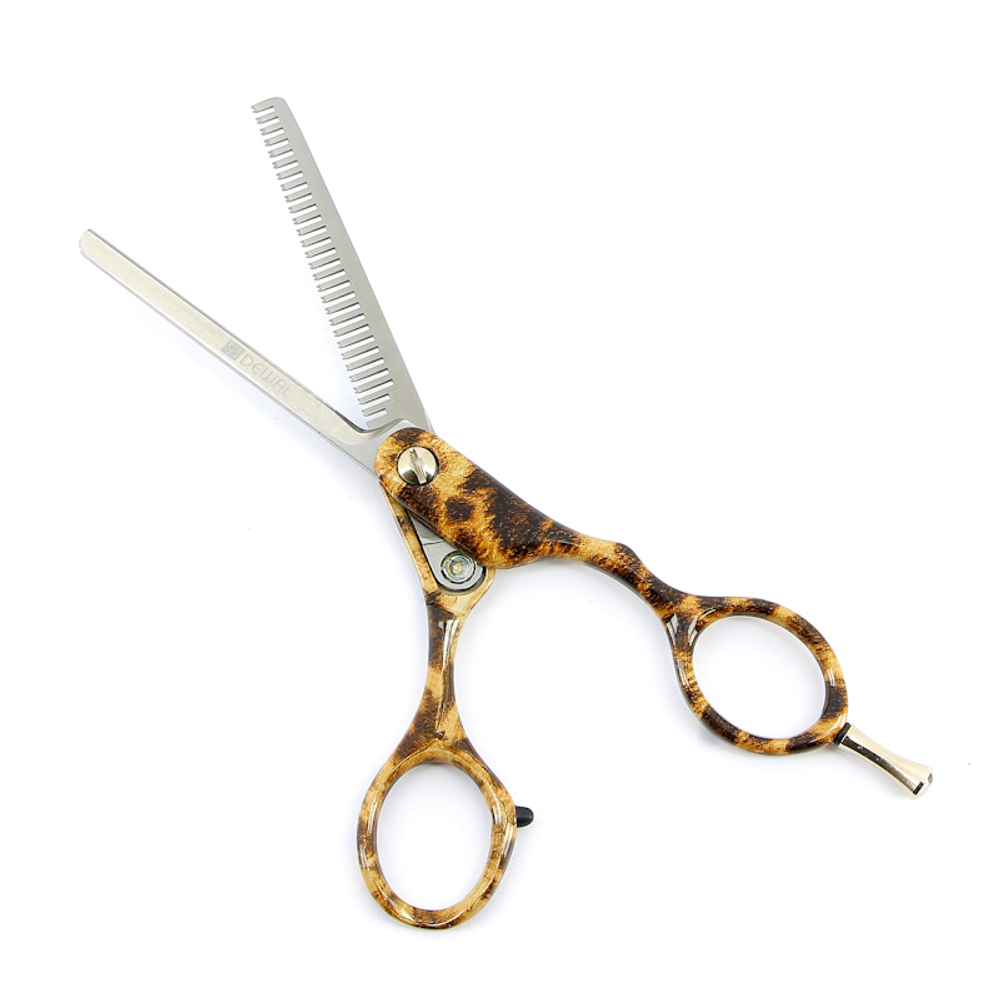 Ножницы DEWAL парикмахерские филировочные 5.5" 28 зуб Леопард