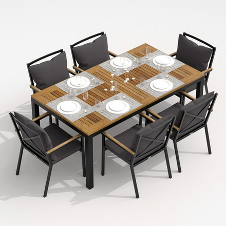 Обеденная группа Ideal Patio  ТЕЛЛА ФЕСТА плюс каркас карбон, стол тик 180, ткань антрацит