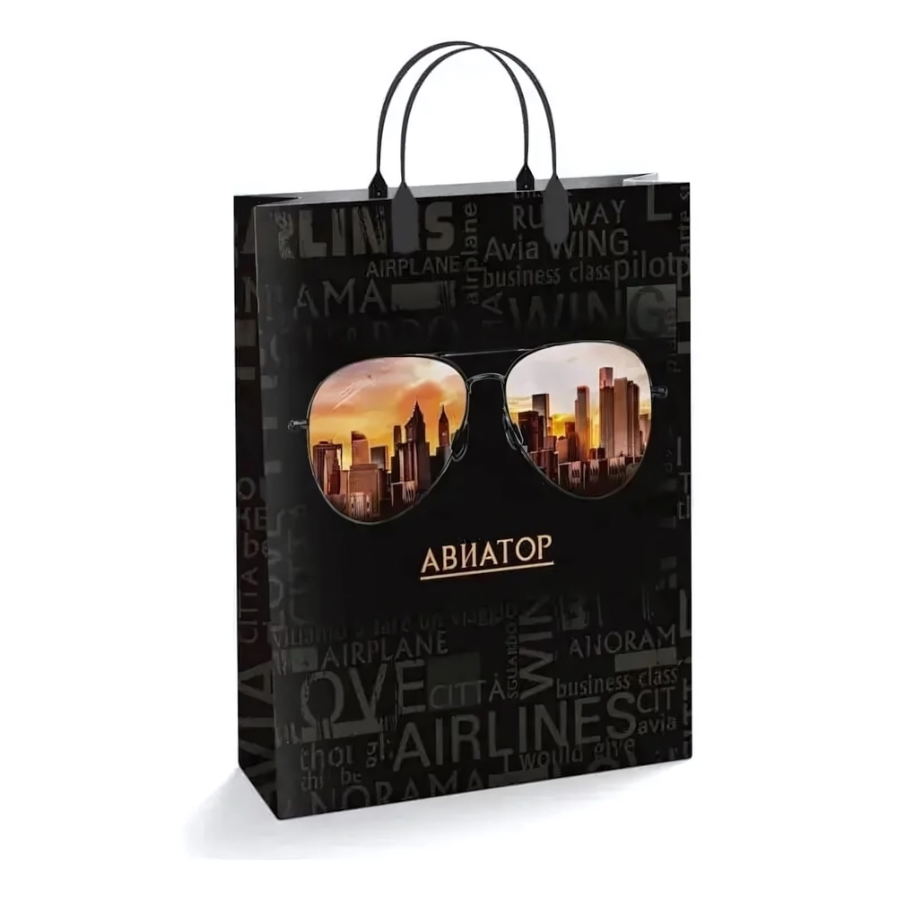Подарочные пакеты 30+10из мягкого пластика (Интерпак) х10 (Авиатор) Россия