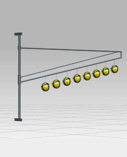 Наклонная рама с подвесными мячами