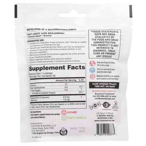 Tummydrops, набор пастилок, сладкая перечная мята, сладкие личи и вкусная ваниль, 33 пастилки