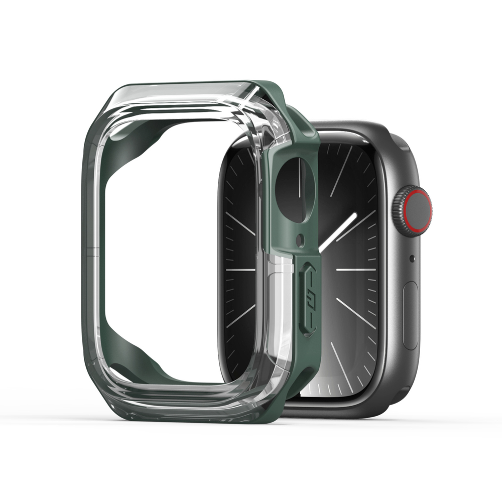 Чехол-бампер с зелеными вставками от Dux Ducis для часов Apple Watch 44мм для моделей 4, 5, 6 и SE, серия Tamo Series Case