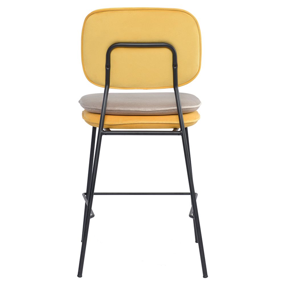 Стул полубарный Pea, велюр, желтый/бежевый