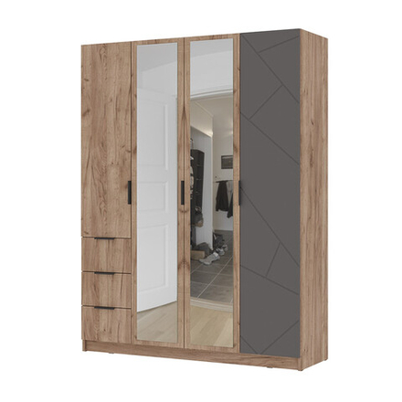 Орегон ШК 04 Шкаф 4х-створчатый МДФ Асфальт супермат