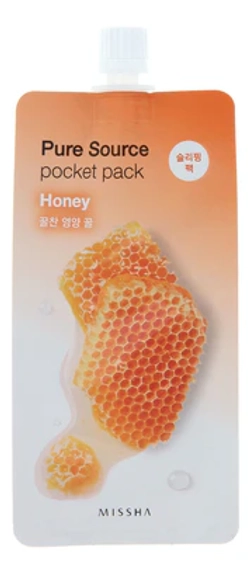 Missha Pure Source Pocket Pack - Honey, Ночная несмываемая маска для лица с экстрактом мёда, 10мл