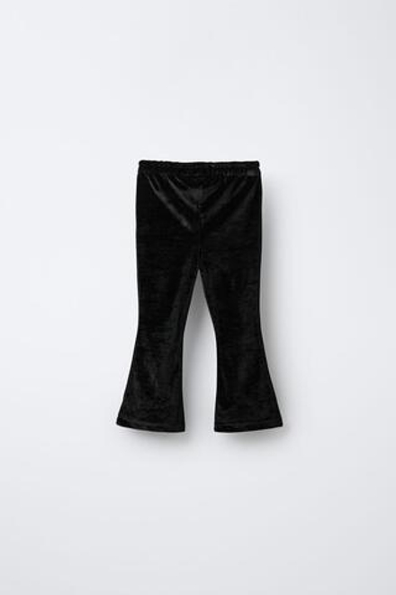 ZARA БАРХАТНЫЕ БРЮКИ FLARE, ЧЕРНЫЙ