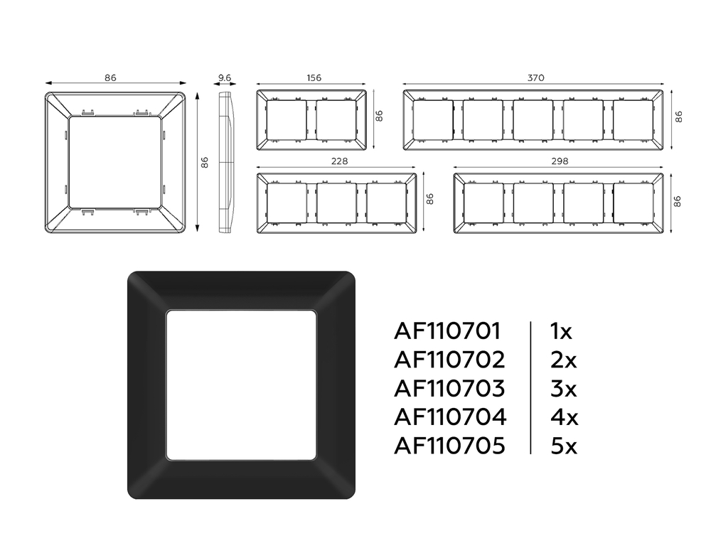 AF110701 Рамка ALFA Line (Черный матовый) 1-ая