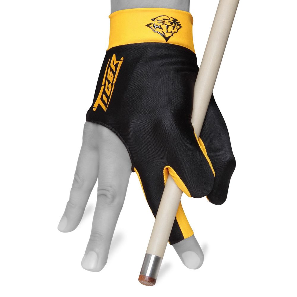 Перчатка Tiger Professional Billiard Glove черная/желтая правая S
