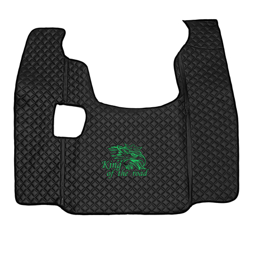 Ковры SCANIA 5 серии G (механика), (экокожа, черный, черный кант, зеленая вышивка)