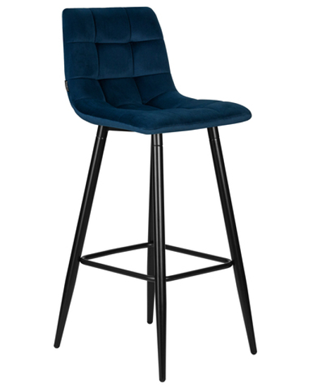Стул барный DOBRIN NICOLE, черные матовые ножки, темно-синий велюр (108-95)