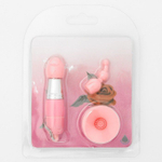 Розовый вибратор-брелок с 3 сменными насадками (Цвет: розовый)